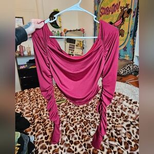 SHEIN Burgundy Long Sleeve Top